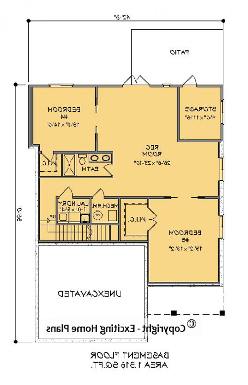 House Plan E1149-10 Lower Floor Plan REVERSE