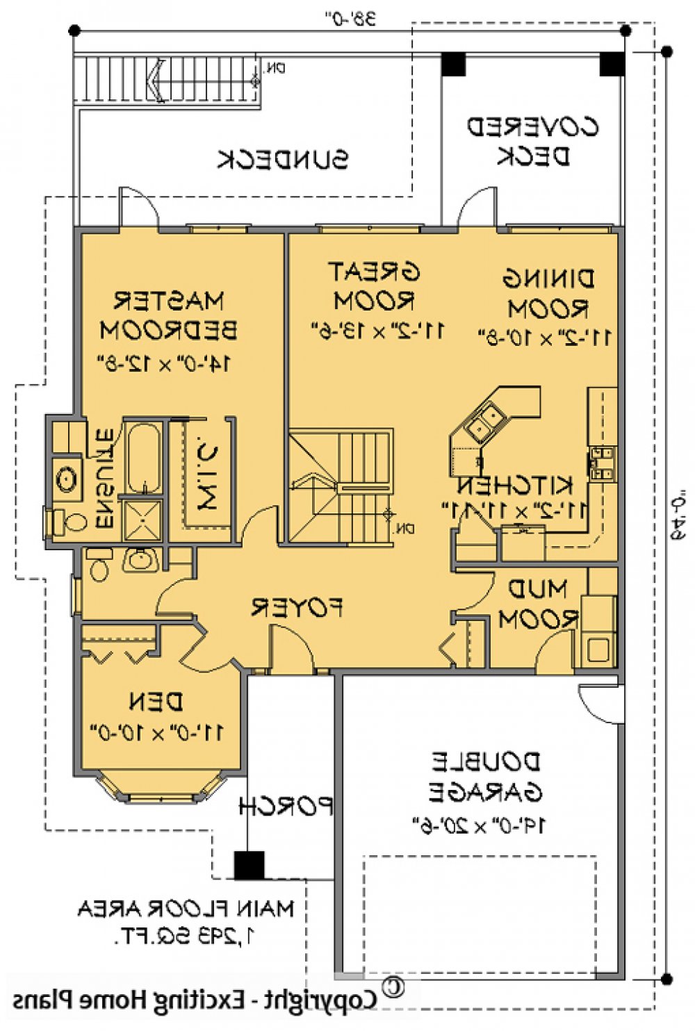 House Plan E1158-10 Main Floor Plan REVERSE