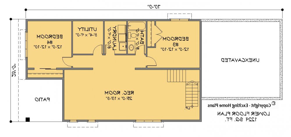 House Plan E1486-10 Lower Floor Plan REVERSE