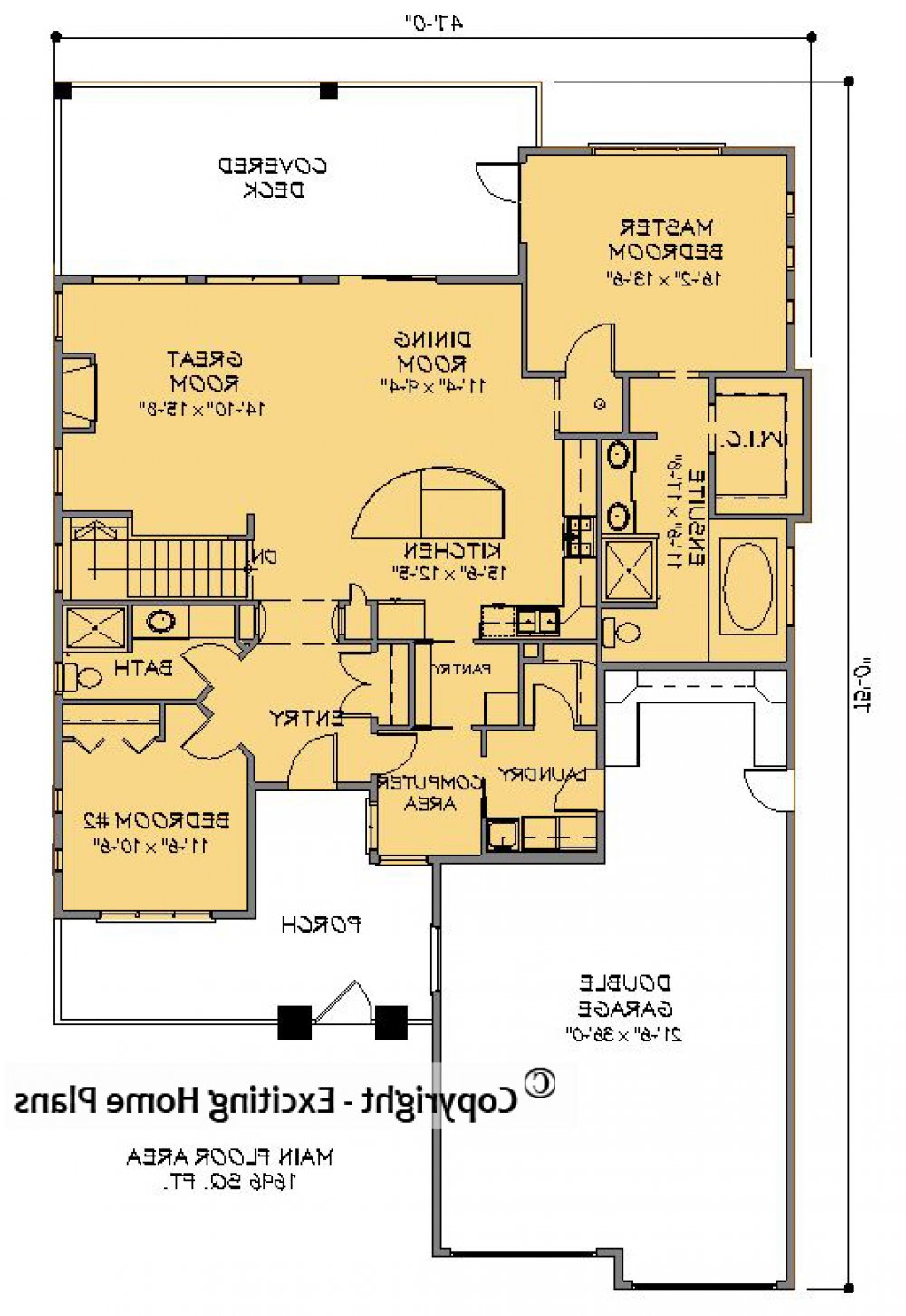 House Plan E1454-10 Main Floor Plan REVERSE