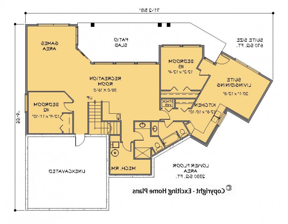 House Plan E1258-10 Lower Floor Plan REVERSE