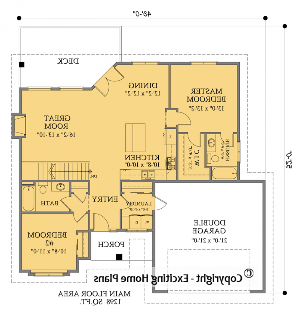 House Plan E1344-10 Main Floor Plan REVERSE