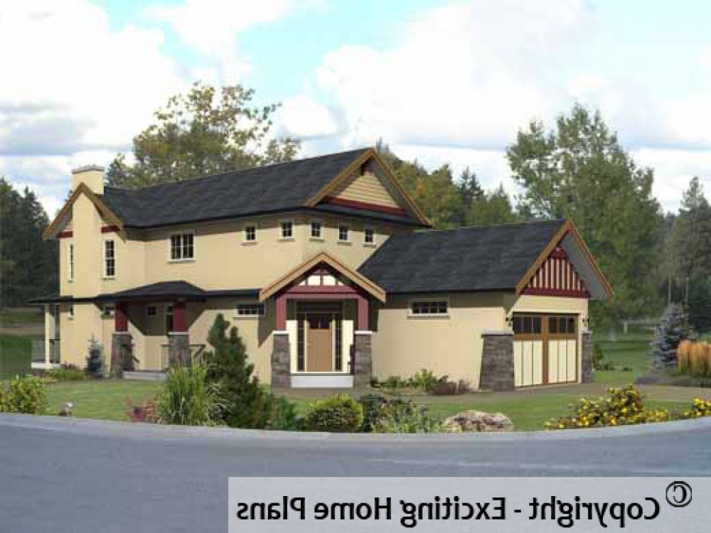 House Plan E1291-10 Exterior 3D View REVERSE