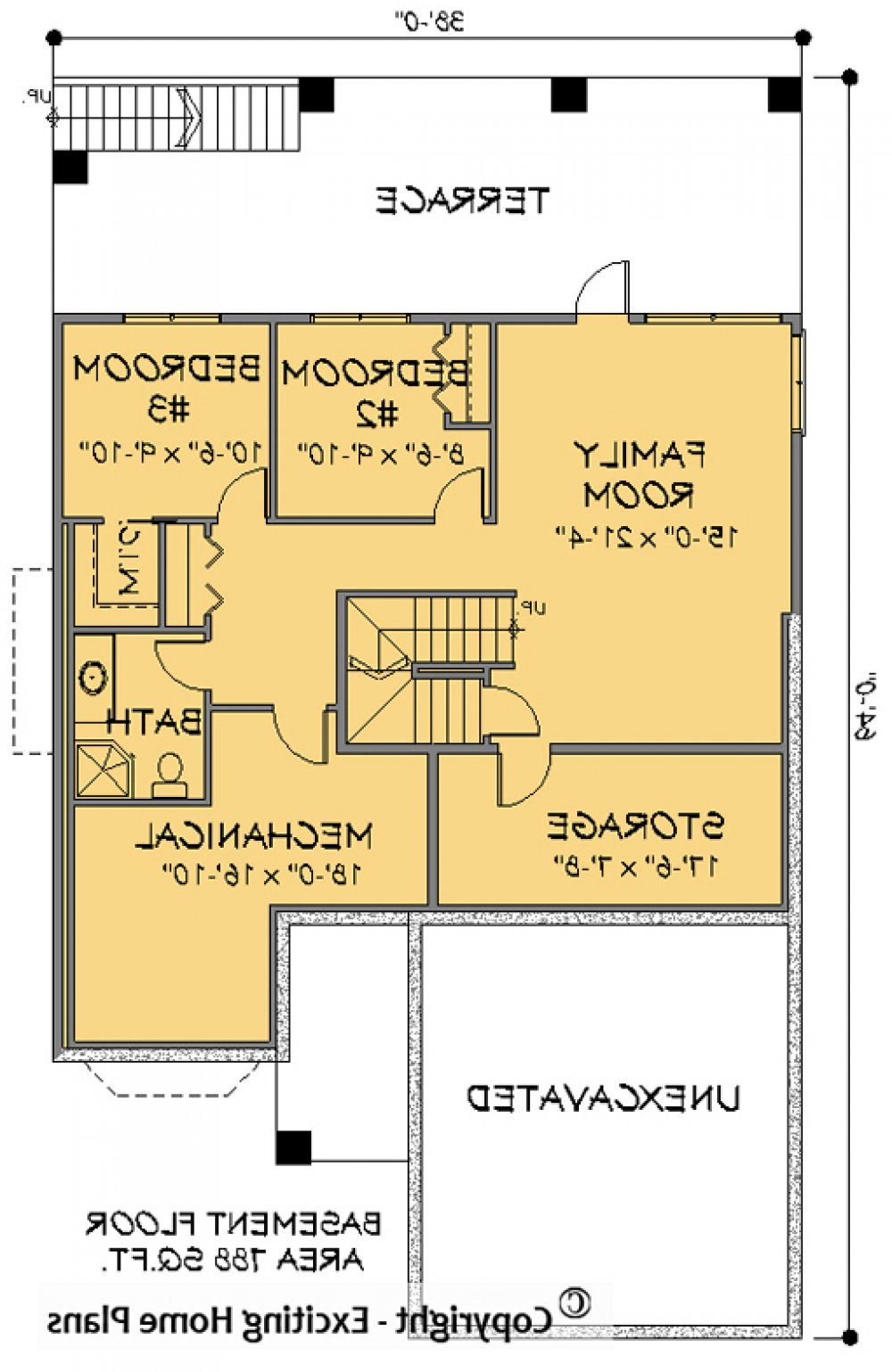 House Plan E1158-10 Lower Floor Plan REVERSE