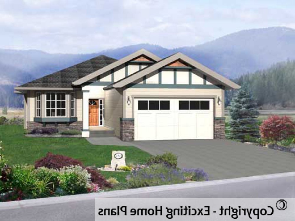 House Plan E1180-10 Exterior 3D View REVERSE