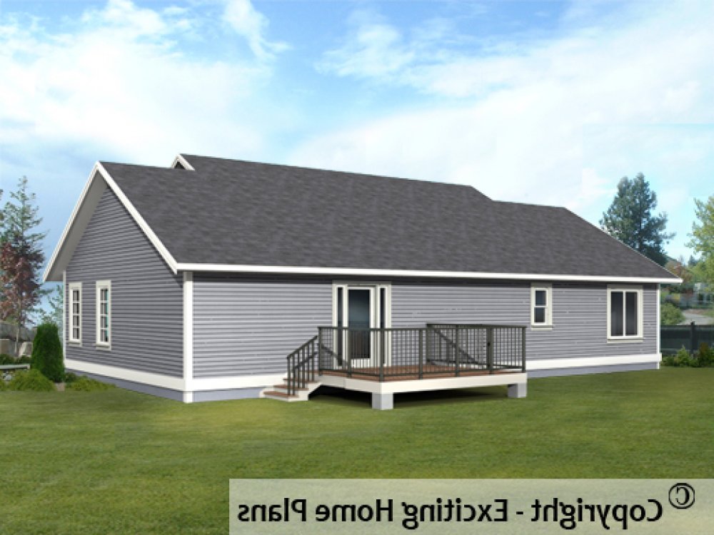 House Plan E1189-10 Rear 3D View REVERSE