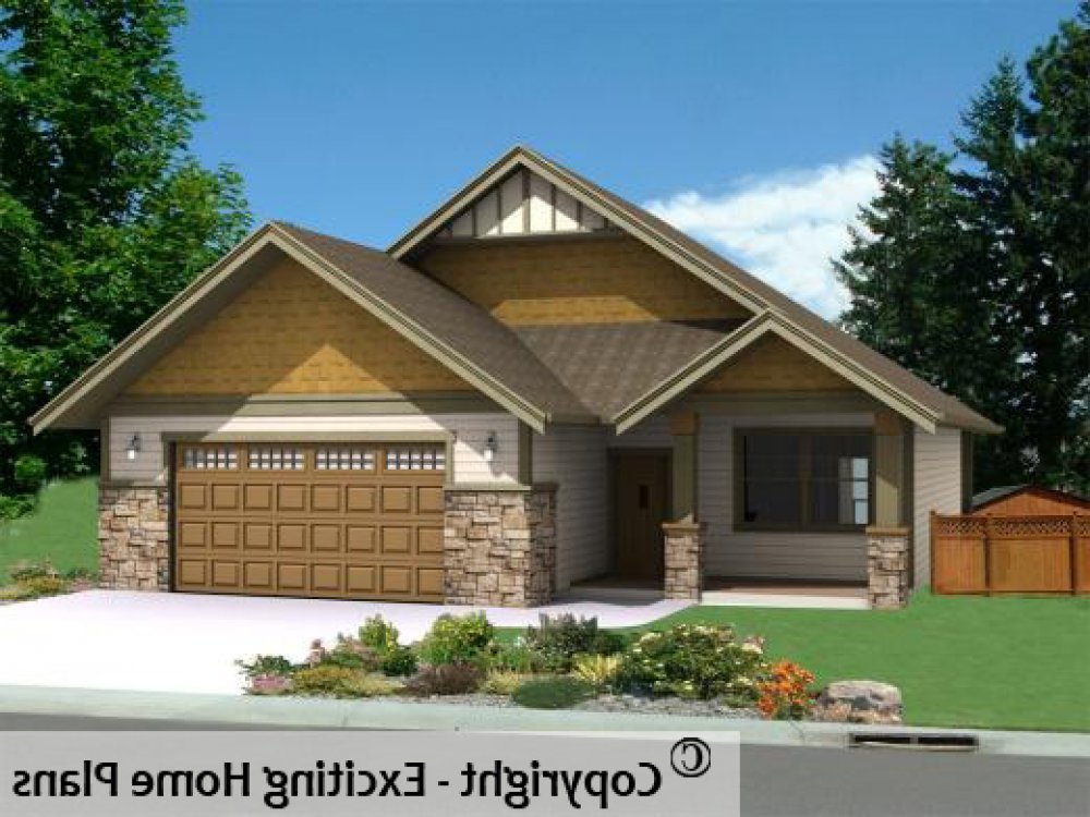 House Plan E1149-10  Exterior 3D View REVERSE