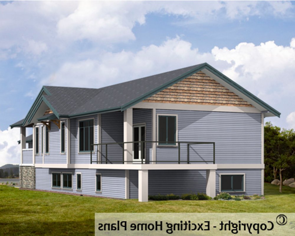 House Plan E1516-10 Rear 3D View REVERSE