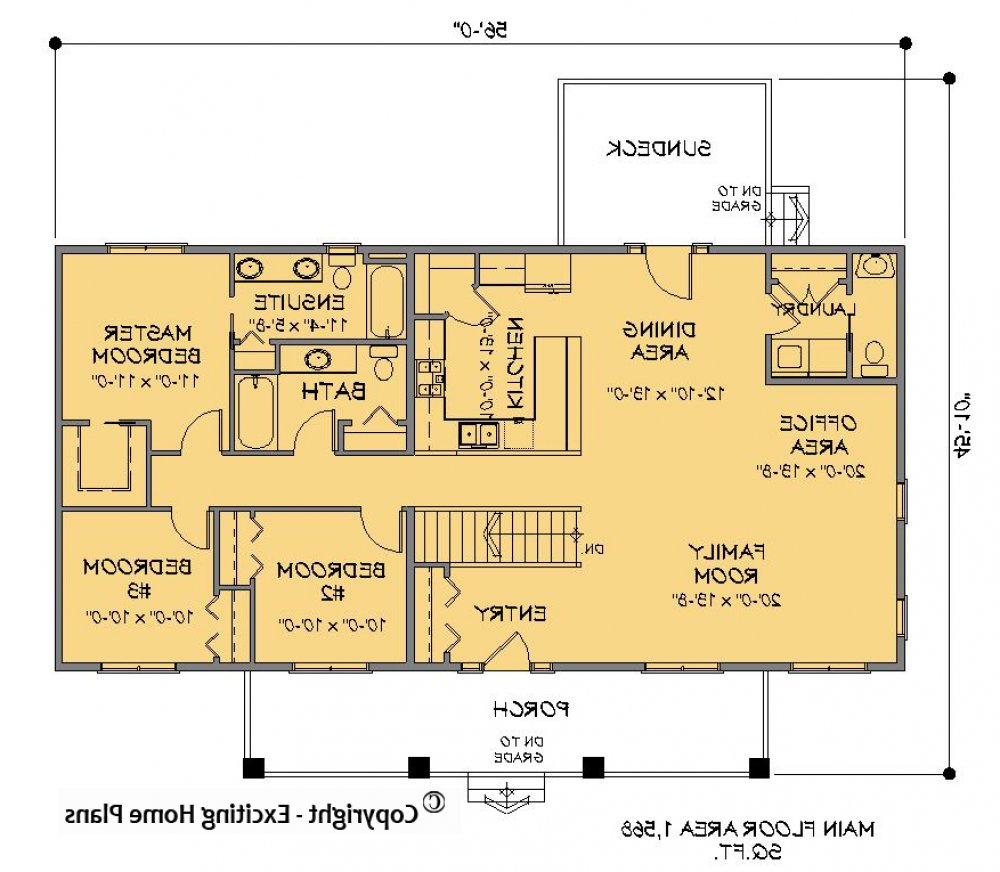 House Plan E1189-10  Main Floor Plan REVERSE