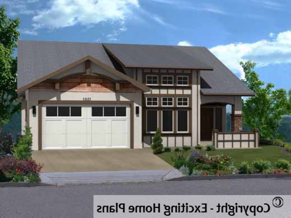 House Plan E1287-10 Exterior 3D View REVERSE