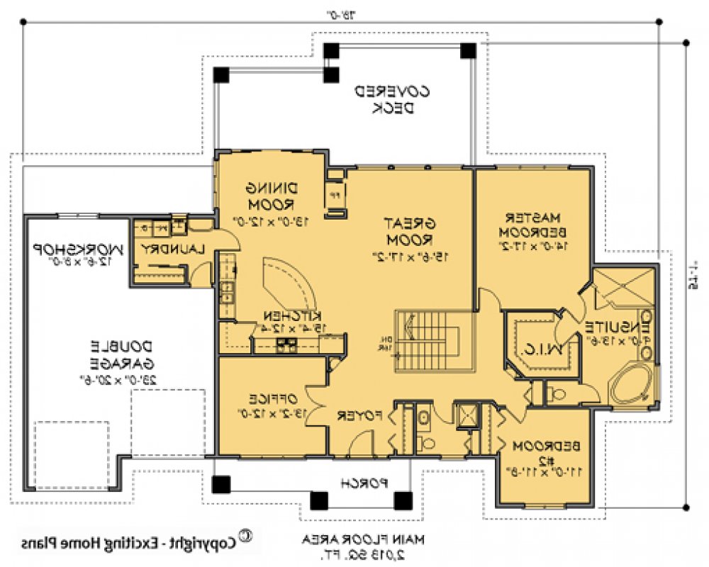 House Plan E1128-10 Main Floor Plan REVERSE