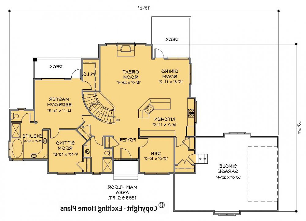 House Plan E1229-10 Main Floor Plan REVERSE