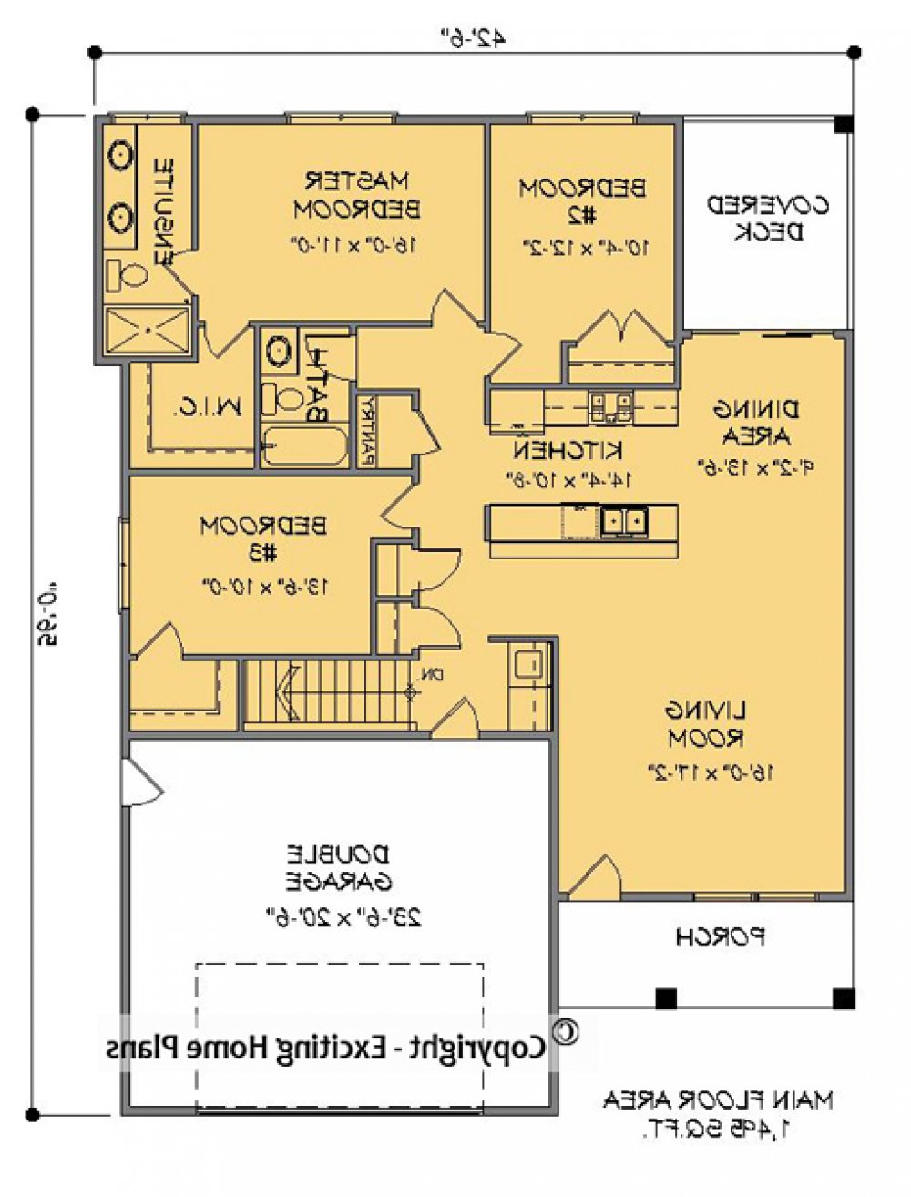 House Plan E1149-10 Main Floor Plan REVERSE