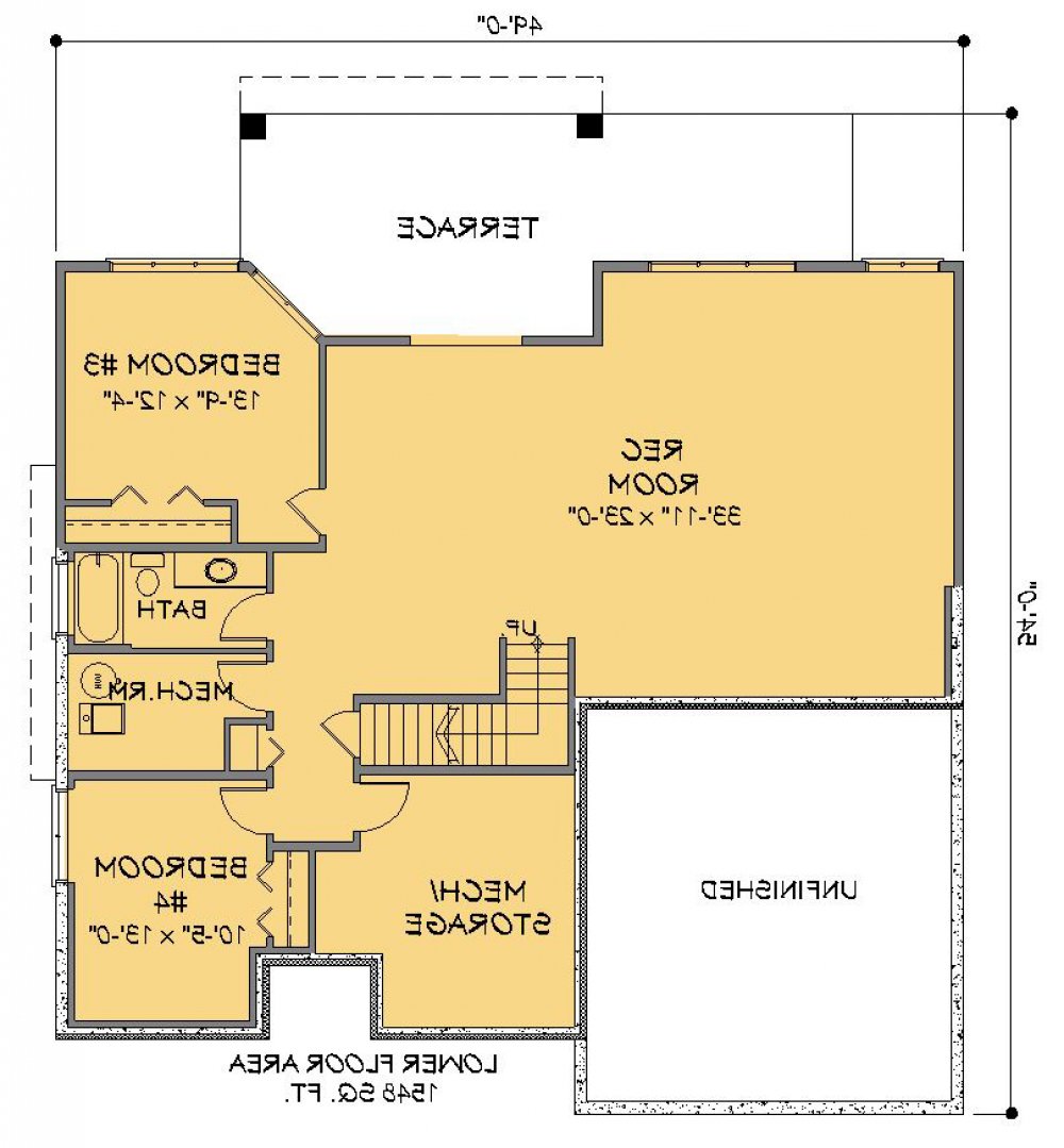 House Plan E1350-11 Lower Floor Plan REVERSE