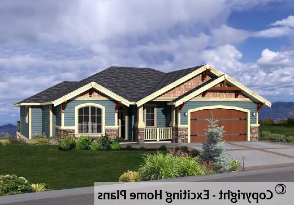 House Plan E1096-10 Exterior 3D View REVERSE