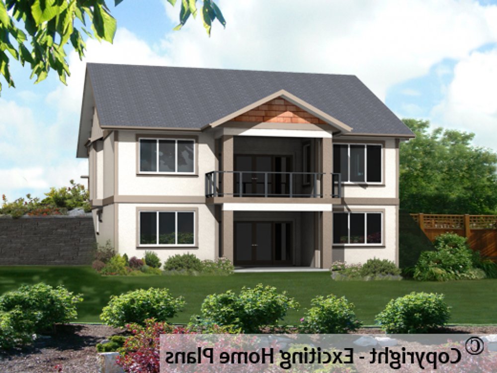 House Plan E1287-10 Rear 3D View REVERSE