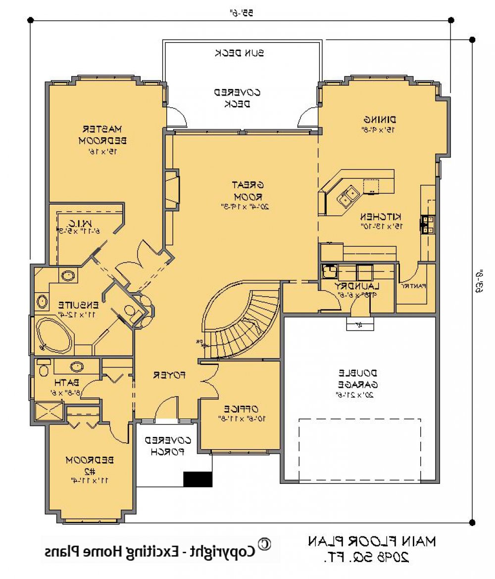 House Plan E1210-10 Main Floor Plan REVERSE