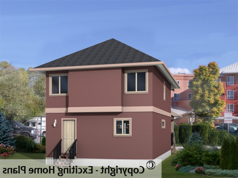 House Plan E1174-10 Rear 3D View REVERSE