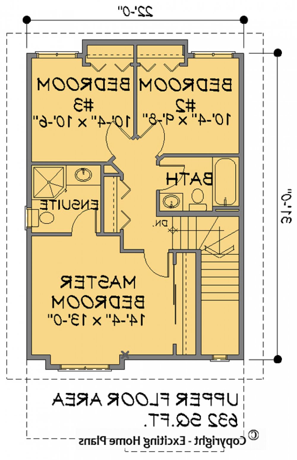 House Plan E1174-10 Upper Floor Plan REVERSE