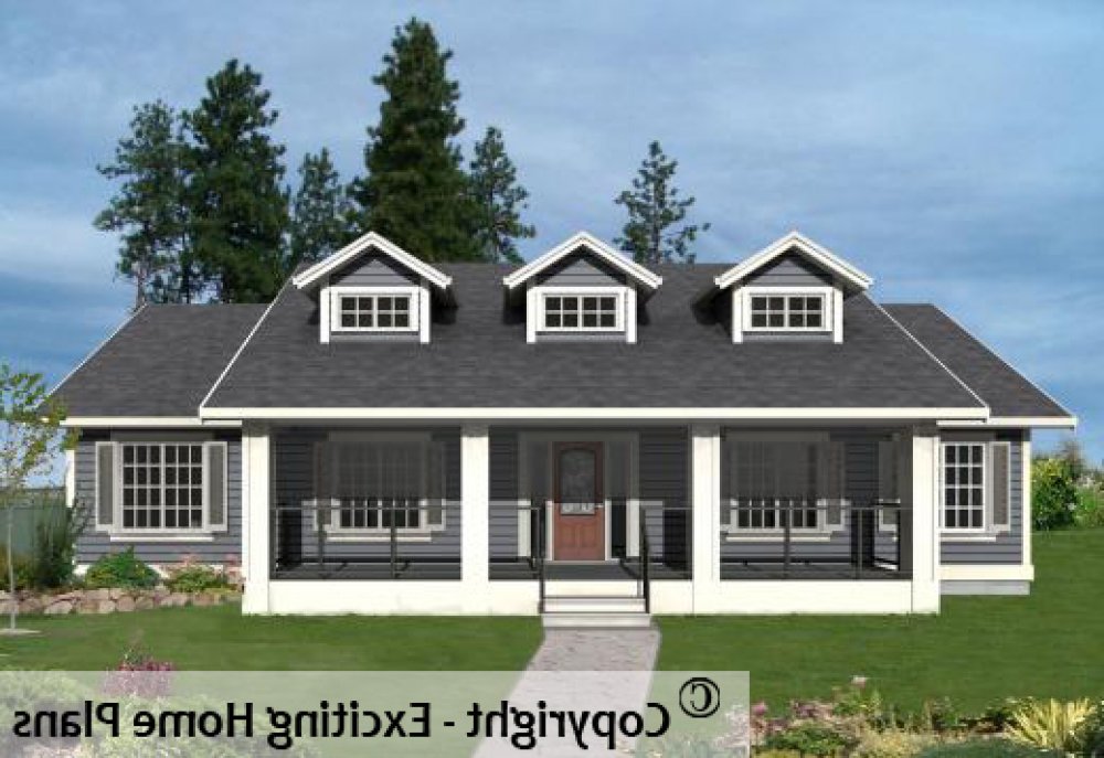 House Plan E1189-10 Exterior 3D View REVERSE