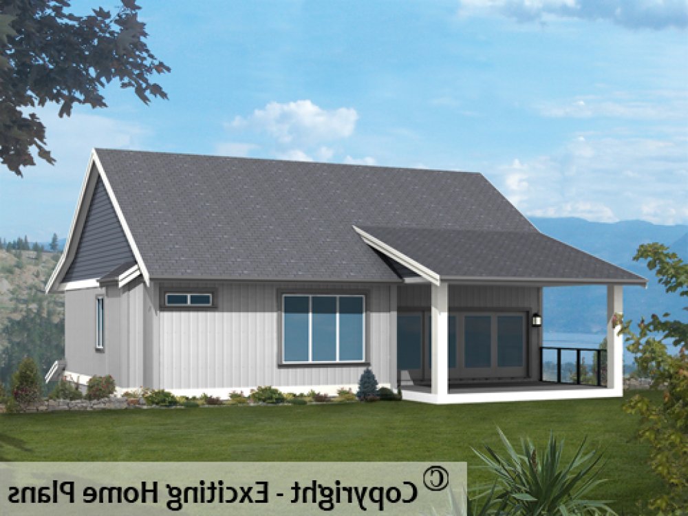 House Plan E1206-10 Rear 3D View REVERSE