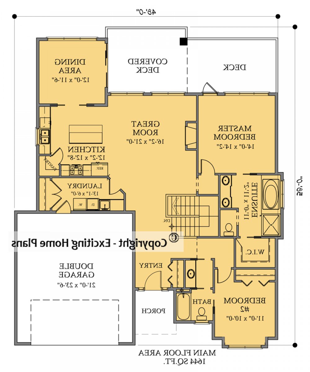 House Plan E1076-10 Main Floor Plan REVERSE