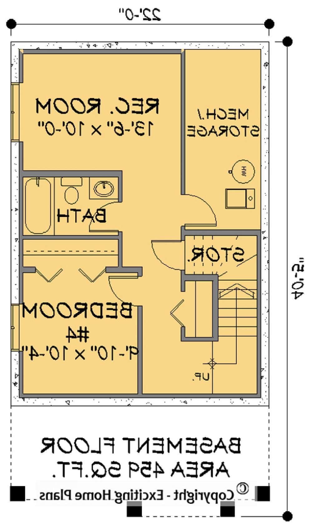 House Plan E1174-10 Lower Floor Plan REVERSE