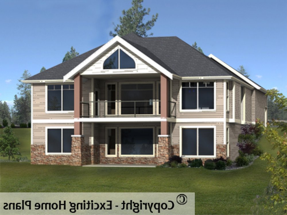 House Plan E1218-10 Rear 3D View REVERSE