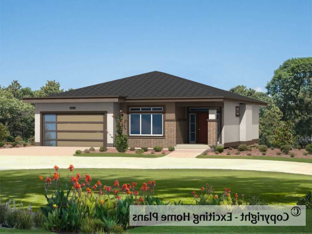 House Plan E1303-10 Front 3D View REVERSE