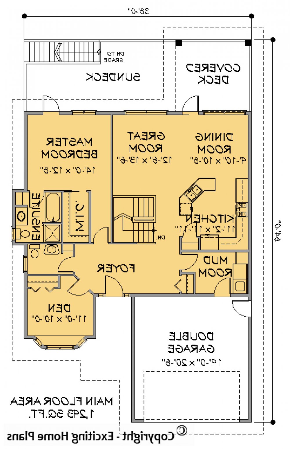 House Plan E1180-10 Main Floor Plan REVERSE