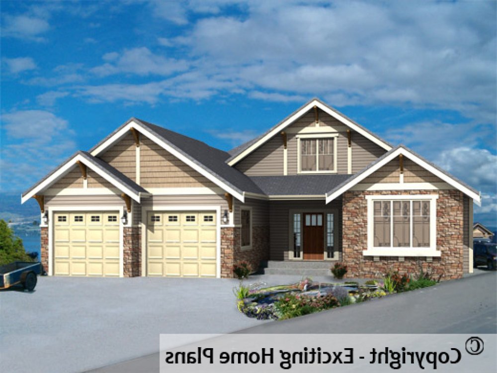 House Plan E1218-10 Exterior 3D View REVERSE