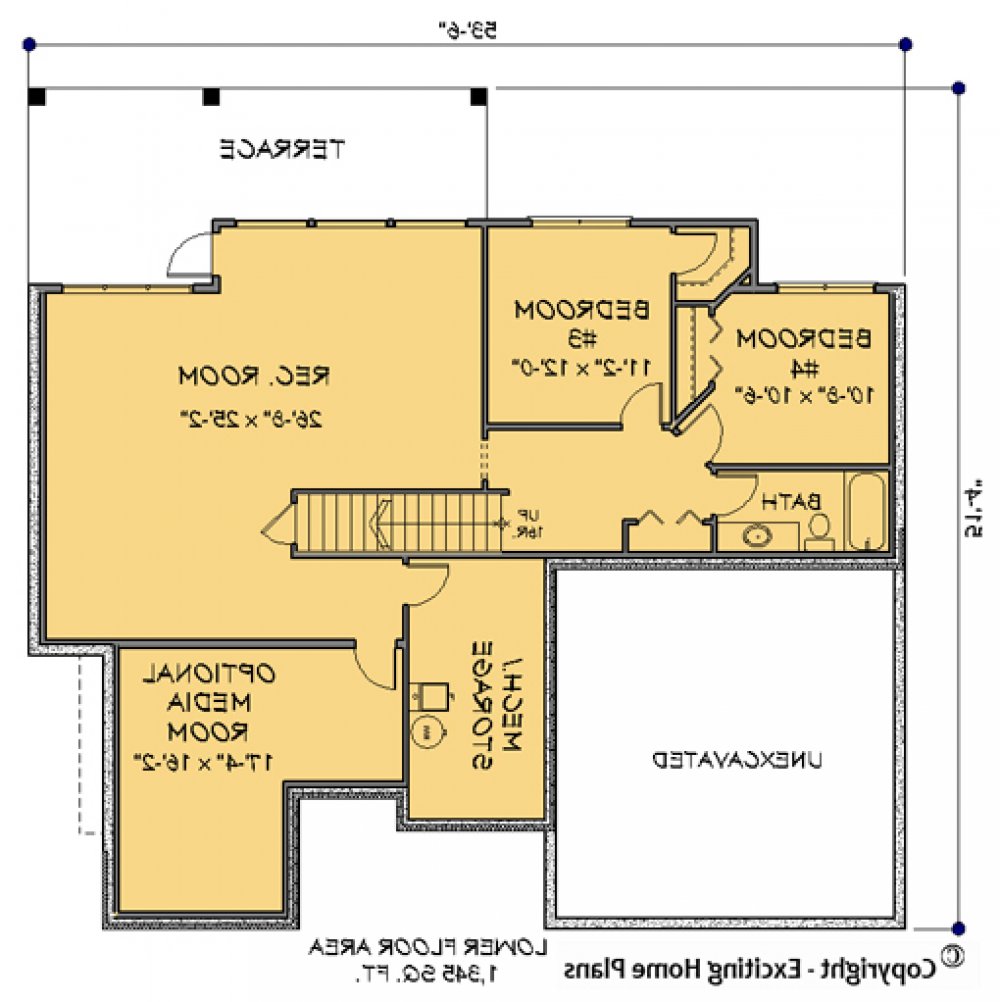 House Plan E1096-10 Lower Floor Plan REVERSE