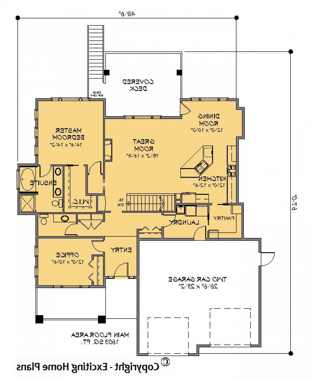 House Plan E1277-10 Main Floor Plan REVERSE