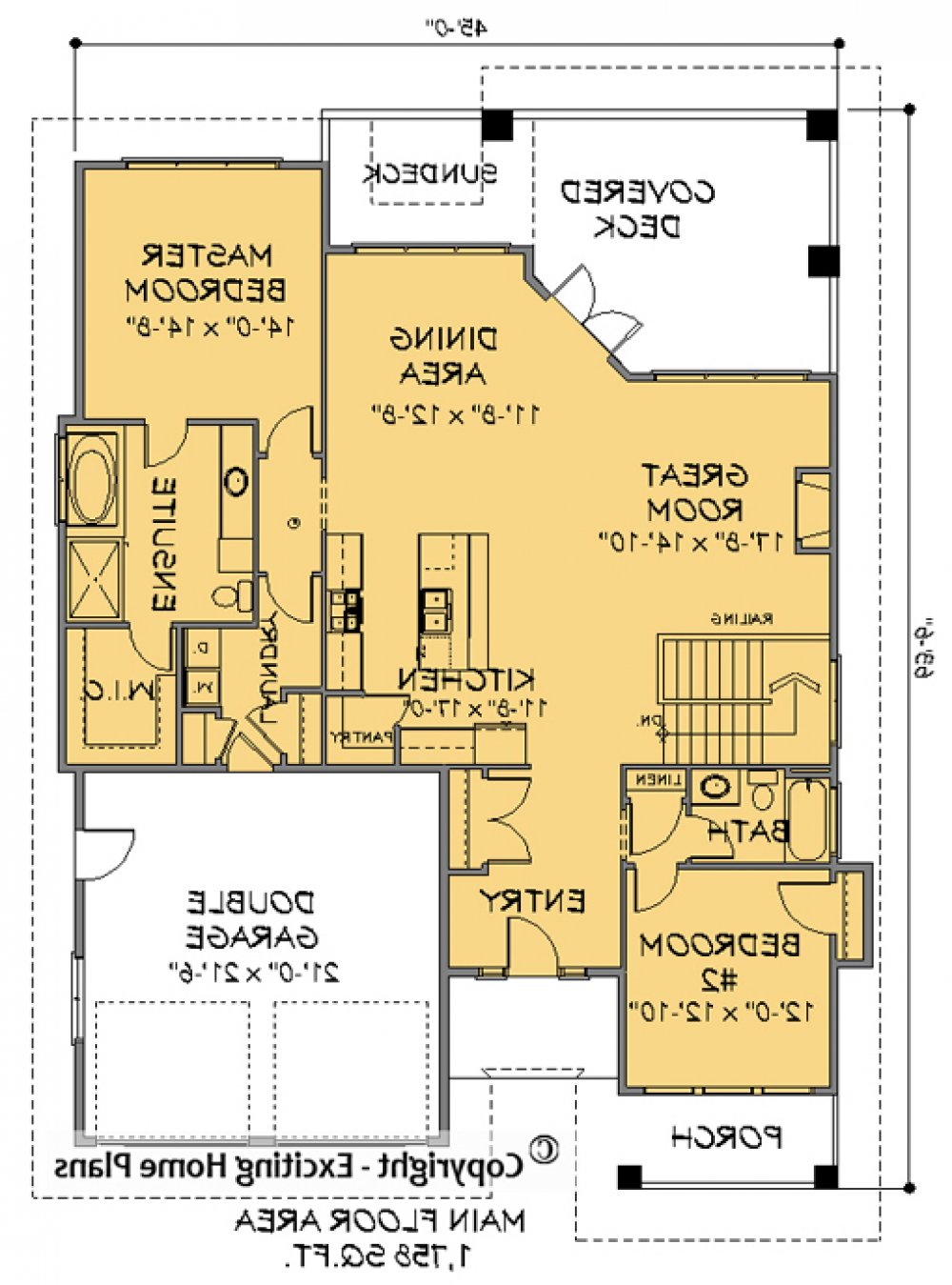 House Plan E1145-10 Main Floor Plan REVERSE