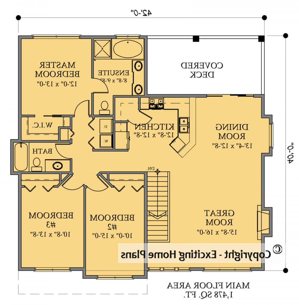 House Plan E1074-10 Main Floor Plan REVERSE