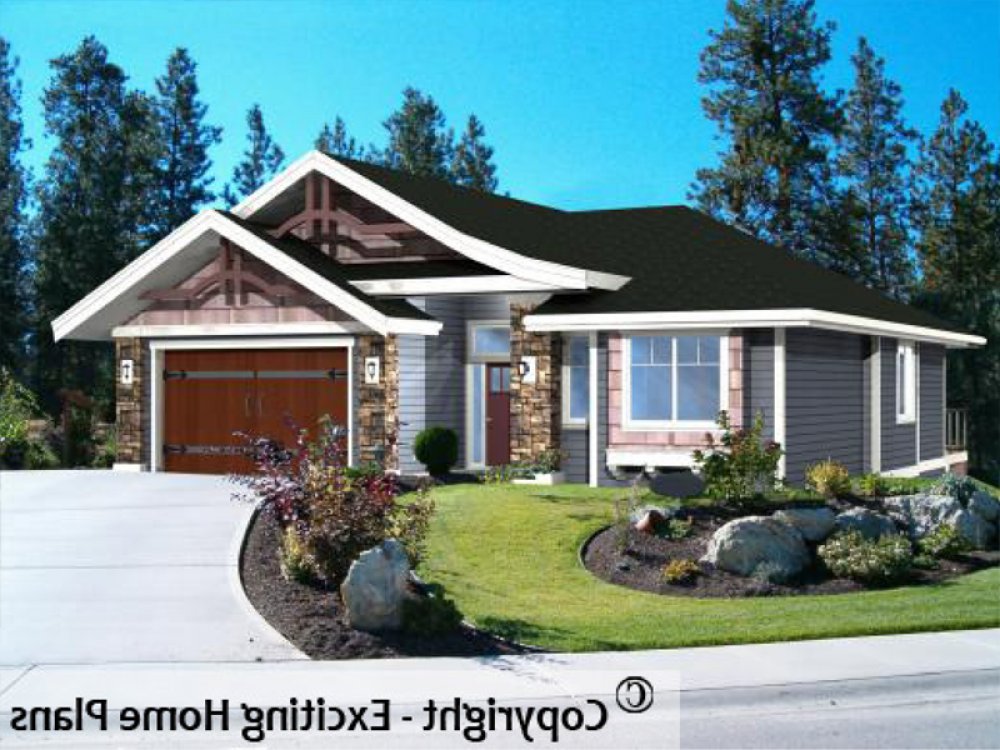 House Plan E1076-10 Exterior 3D View REVERSE