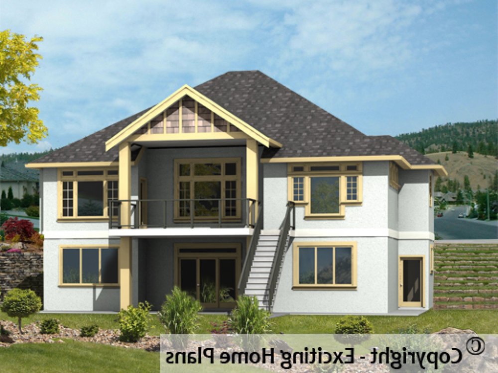 House Plan E1277-10 Rear 3D View REVERSE