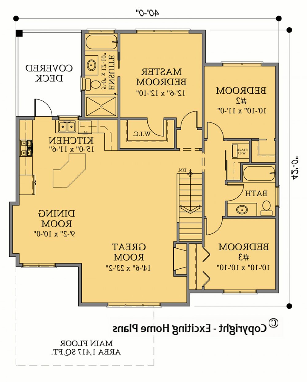 House Plan E1071-10 Main Floor Plan REVERSE