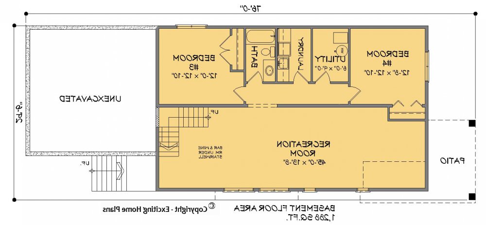 House Plan E1516-10 Lower Floor Plan REVERSE