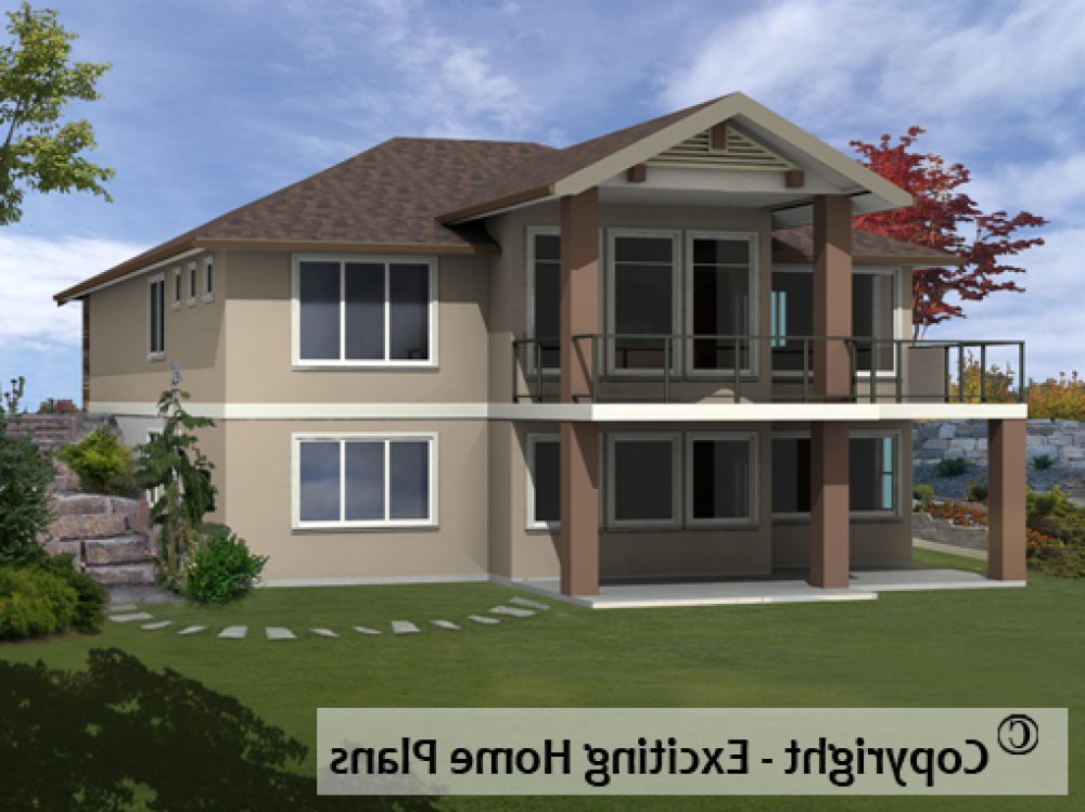 House Plan E1112-10 Rear 3D View REVERSE