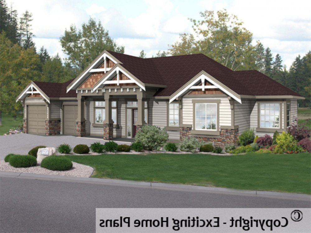 House Plan E1128-10 Exterior 3D View REVERSE