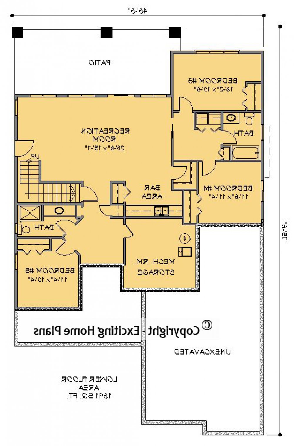 House Plan E1454-10 Lower Floor Plan REVERSE