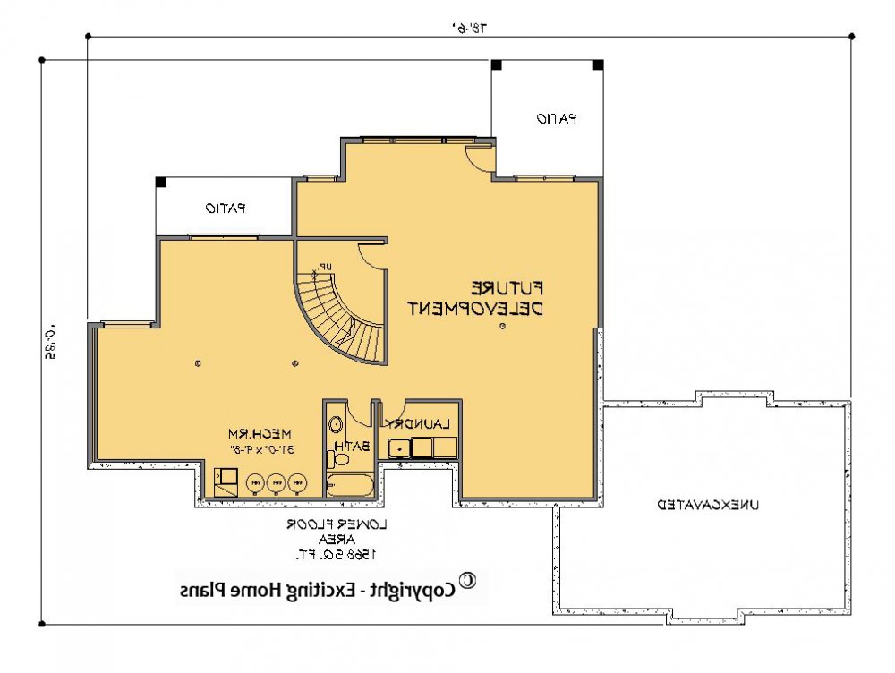 House Plan E1229-10 Lower Floor Plan REVERSE