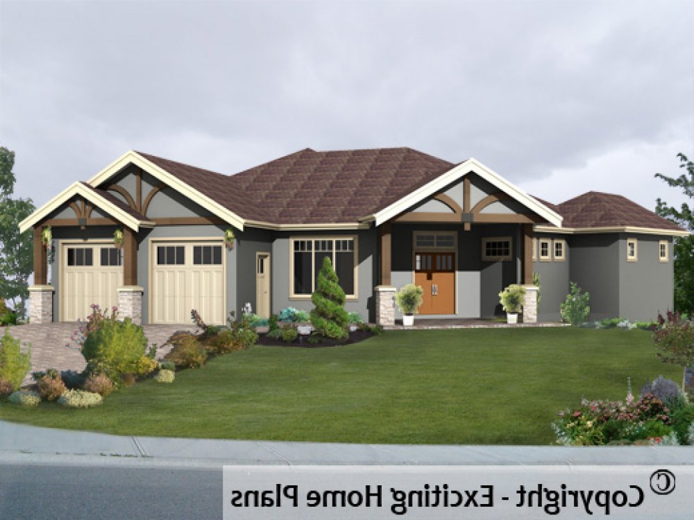 House Plan E1258-10 Exterior 3D View REVERSE