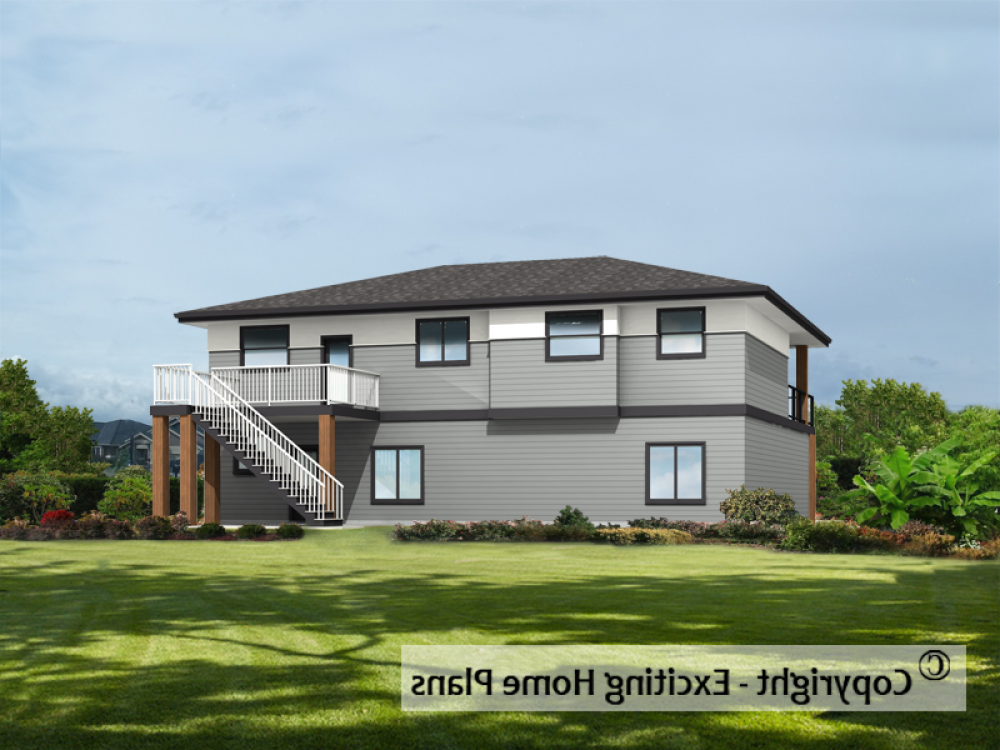 House Plan E1003-10M Rear 3D View