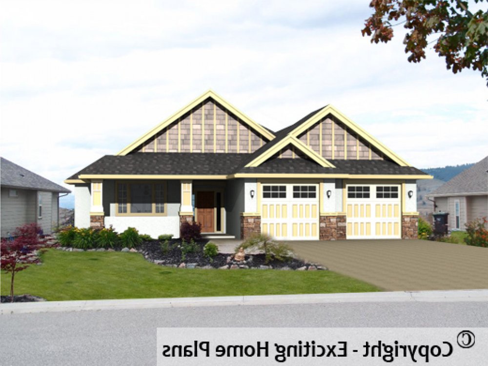 House Plan E1277-10 Exterior 3D View REVERSE