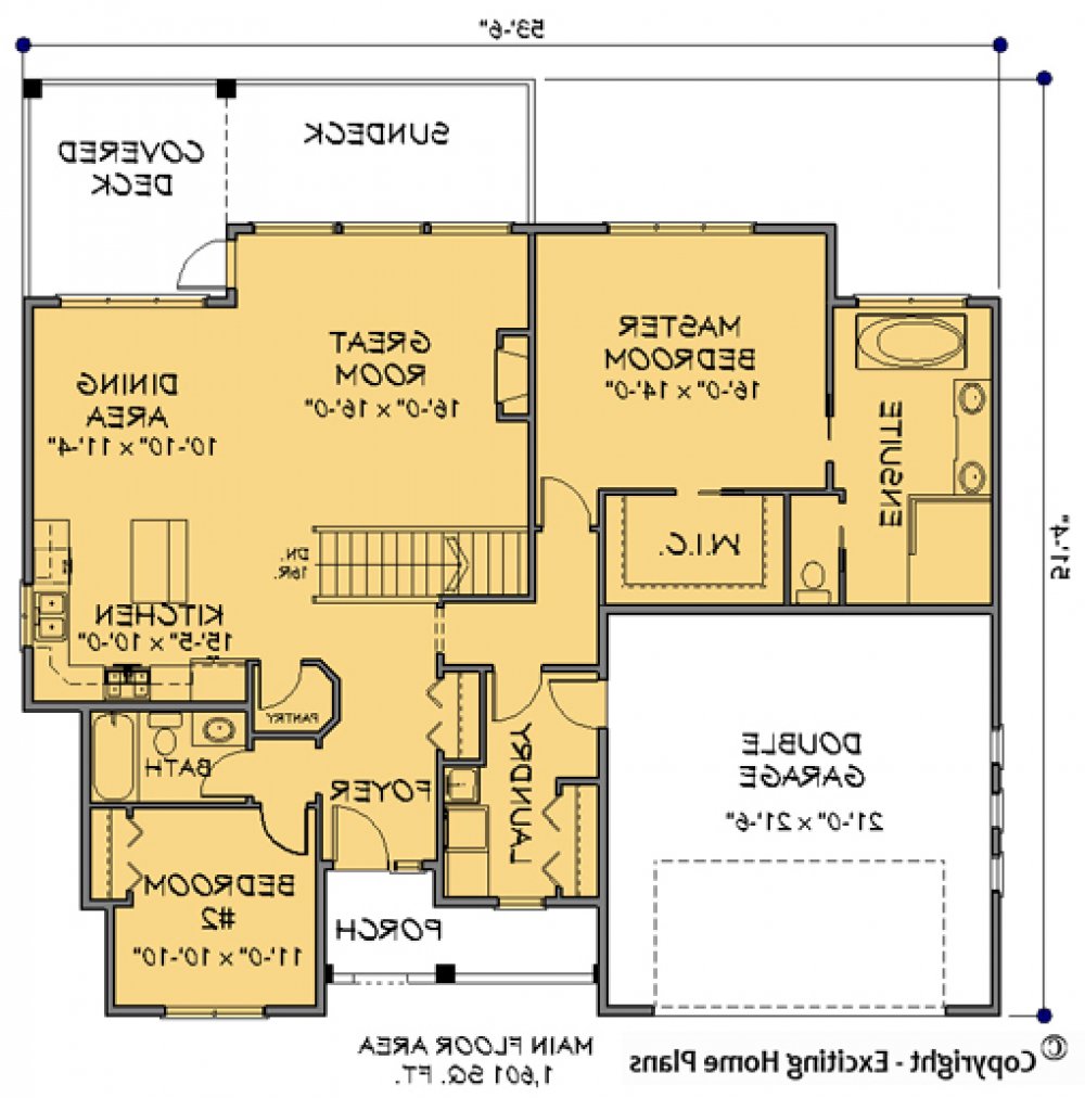 House Plan E1096-10 Main Floor Plan REVERSE