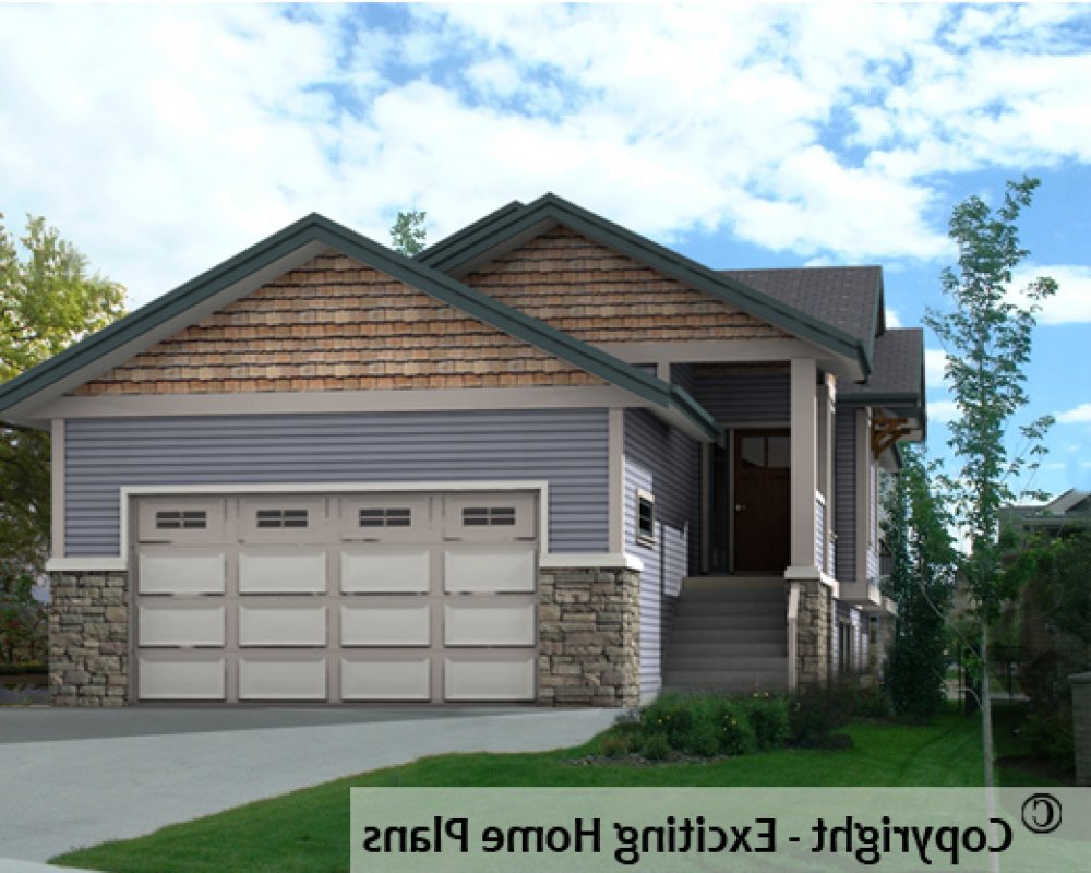 House Plan E1516-10 Front 3D View REVERSE