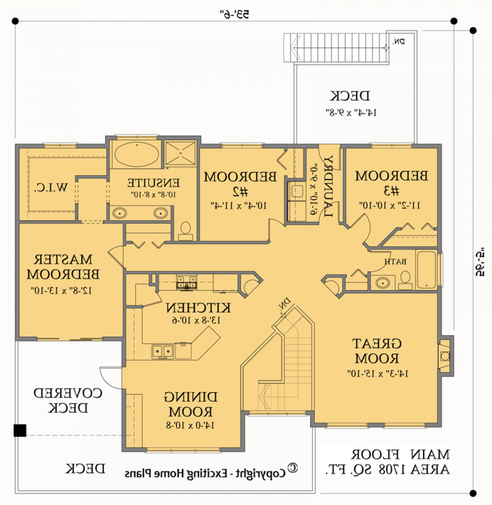 House Plan E1003-10M Main Floor Plan REVERSE