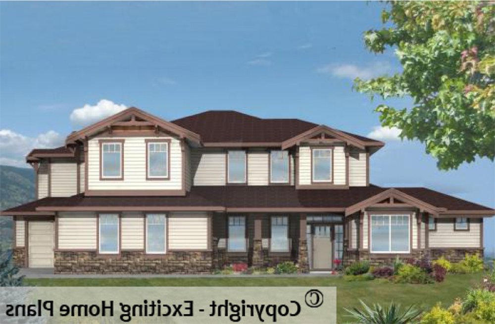 House Plan E1073-10 Exterior 3D View REVERSE